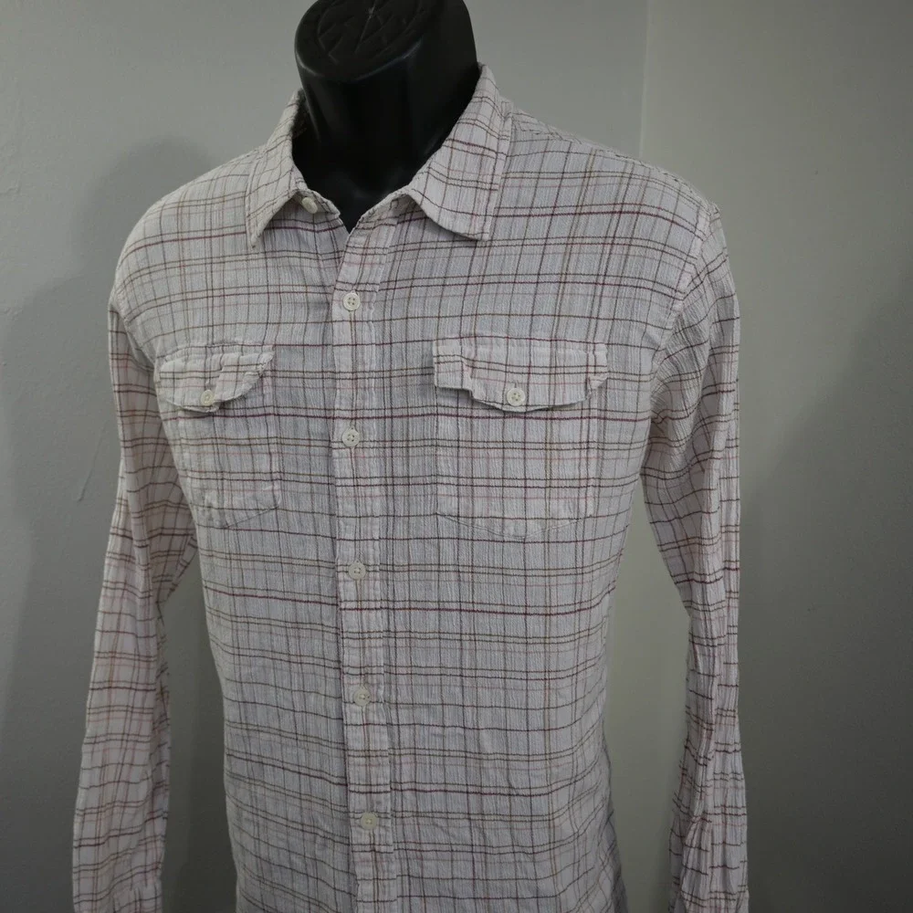 Patagonia Button Up Mens Large Regular Plaid Organic Cotton Seersucker